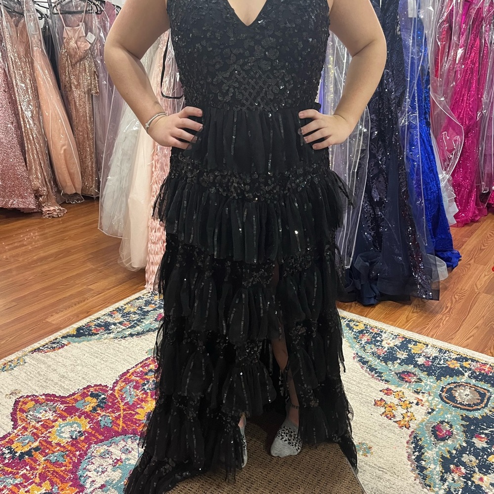 Black Maxi Strapless Gown for Prom - Picture 2 of 5